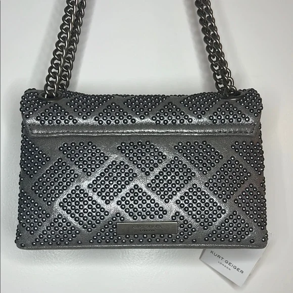 Kurt Geiger Studded Grey Shoulder Bag - Picture 5 of 12